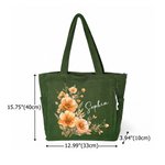 Personalized Multicolor Watercolor Floral Corduroy Large Capacity Tote Bag with Name Daily Use Birthday Bachelorette Party Gift for Her