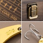 Personalized Fishing Pattern Wood Storage Box Set with Lifelike Fish Hooks and Name Birthday Father's Day Gift for Dad Husband Fishing Lover