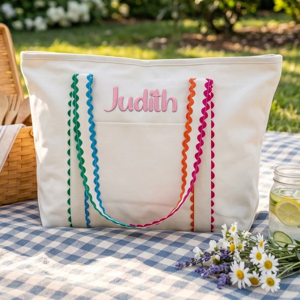 Gepersonaliseerde geborduurde naam canvas tas reizen essentieel verjaardagscadeau voor vrouw vriend