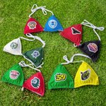 Personalisierte College Team Logo Farbe-Blocking Triangle Bikini Top mit abnehmbarer Polsterung Game Day Graduation Geschenk für Sport-Fans College Mädchen