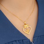 Personalized Graduation Cap Heart Pendant Necklace with Name Initial and Year Dainty Jewelry Graduation Gift for Graduates