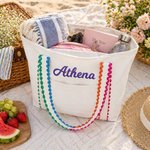 Gepersonaliseerde geborduurde naam canvas tas reizen essentieel verjaardagscadeau voor vrouw vriend