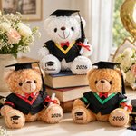 Personalisierter Abschluss-Kuschelbär mit Namen und Jahr 2026 | Plüschbär mit Doktorhut und Urkunde | Erinnerung Graduierung Geschenk für Absolventen