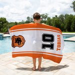 Personalisiertes Strandtuch mit Namen Nummer und Logo | schnelltrocknend | Badetuch für Sport und Schwimmen | Geburtstag Geschenk für Vereine Teams