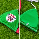 Personalisierte College Team Logo Farbe-Blocking Triangle Bikini Top mit abnehmbarer Polsterung Game Day Graduation Geschenk für Sport-Fans College Mädchen