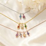 Personalisierte 1-7 Kinder Anhänger Halskette mit Birthstone Dainty Schmuck Jahrestag Geburtstag Geschenk für Mama Oma