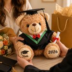 Personalisierter Abschluss-Kuschelbär mit Namen und Jahr 2026 | Plüschbär mit Doktorhut und Urkunde | Erinnerung Graduierung Geschenk für Absolventen