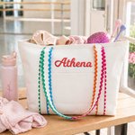 Gepersonaliseerde geborduurde naam canvas tas reizen essentieel verjaardagscadeau voor vrouw vriend
