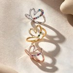 Personalized 1-10 Birthstones Family Heart Sterling Silver Ring Women's Jewelry Birthday Mother's Day Gift for Grandma Mom
