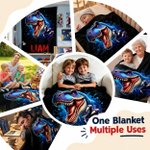 Personalised Dinosaur Throw Blanket with Name | Soft Cozy Fleece for Kids, Boys & Girls | Unique Birthday, Holiday & Dinosaur Lover Gift