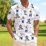 Personalized Golf Theme Face Photo Breathable Polo Shirt with Nickname Golf Club Birthday Father's Day Gift for Golf Players Fathers
