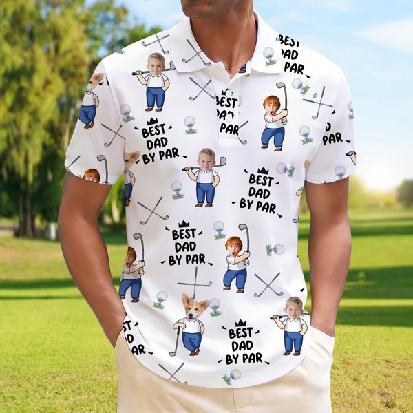 Personalized Golf Theme Face Photo Breathable Polo Shirt with Nickname Golf Club Birthday Father's Day Gift for Golf Players Fathers