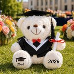 Personalisierter Abschluss-Kuschelbär mit Namen und Jahr 2026 | Plüschbär mit Doktorhut und Urkunde | Erinnerung Graduierung Geschenk für Absolventen