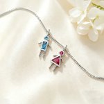 Personalisierte 1-7 Kinder Anhänger Halskette mit Birthstone Dainty Schmuck Jahrestag Geburtstag Geschenk für Mama Oma
