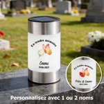 Lampe solaire personnalisée avec nom texte date et fleur - Design de papillon ou pigeon - Cadeau de Toussaint cérémonie funèbre jardinage pour famille