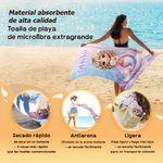 Toalla de playa personalizada de microfibra con nombre y diseño de sirena de dibujos animados secado rápido regalo de cumpleaños para niñas