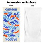 Serviette de Plage Personalisée avec Nom et Motif d'Organisme Marin Poisson Thème Aventure Océanique Cadeau Anniversaire Estival pour Amis Famille