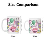 Personalized Yarn Crochet Hook Scissors Knitted Pattern Ceramic Mug with Coaster and Name Birthday Mother's Day Gift for Grandma Knitting Lover