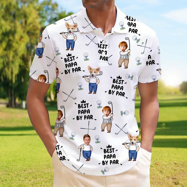 Personalized Golf Theme Face Photo Breathable Polo Shirt with Nickname Golf Club Birthday Father's Day Gift for Golf Players Fathers