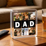 Gepersonaliseerde Vader Negen-Grid Foto's Collage Vierkante Acryl Plaque Home Decor Vaderdag Verjaardagscadeau voor Vader