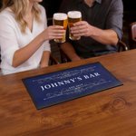 Personalized Retro Bar Mat Coaster Bottle Opener Set with Text and Year Bar Accessory Father's Day Birthday Gift for Bartender Cocktail Lover