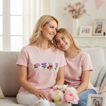 Personnalisé Fleur de naissance brodée multicolore 100% coton T-shirt Sweatshirt Hoodie Daily Wear Cadeau d'anniversaire pour Maman Grand-mère
