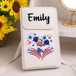 Personalized Multicolour Cheerleading Girl PU Leather Phone Wallet Crossbody Bag with Name Birthday Team Gift for Her