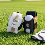 Sac à balles de golf en cuir PU avec nom et porte tee Cadeau d'anniversaire pour les amateurs de golf