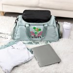 Personalized Cartoon Cheerleading Girl Multi-Compartment Waterproof Duffle Bag with Name and Shoulder Strap Travel Birthday Gift for Cheer Team