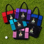 Personalisierte Aquarell Golf Elemente Geburt Blume große Kapazität Tragetasche mit Namen und Mesh-Taschen Golf Club Geburtstag Geschenk für Golfliebhaber Frauen