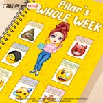 Personalised Playful emoji Scene Cartoon A5 Spiral Notebook with Name Weekly Record Business Trip Birthday Gift for Women | Callie × emoji ™