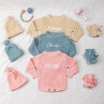Ensemble bodys et chaussons pour bébé en tricot 100% coton doux avec nom brodé Coming Home Outfit Birthday Gift for Baby Newborn
