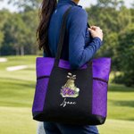 Personalisierte Aquarell Golf Elemente Geburt Blume große Kapazität Tragetasche mit Namen und Mesh-Taschen Golf Club Geburtstag Geschenk für Golfliebhaber Frauen
