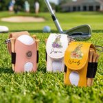 Sac à balles de golf en cuir PU avec nom et porte tee Cadeau d'anniversaire pour les amateurs de golf