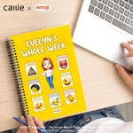 Personalised Playful emoji Scene Cartoon A5 Spiral Notebook with Name Weekly Record Business Trip Birthday Gift for Women | Callie × emoji ™