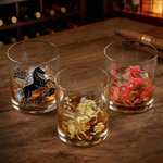 Personalized Chinese-Style Horse 10 oz Rock Whiskey Glass with Name and Auspicious Words Anniversary Birthday Gift for Man Whiskey Enthusiast