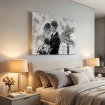 Personalized Black and White Photo Canvas Painting with Name and Year Wall Displays Home Decor Ship from USA Anniversary Day Gift for Couple Newlywed