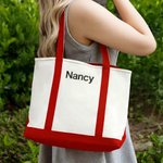 Personalisierte Canvas Tragetasche mit besticktem Namen | großer Shopper | Tote Bag | Reise-Zubehör | Alltag Geburtstag Geschenk für Familie Frauen