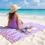 Personalised Birth Flower Fairy Quick Dry Oversized Beach Towel with Name Beach Party Summer Holiday Gift for Kids Women