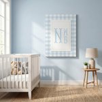 Personliga minimalistiska rutiga monogram Canvas-tryck väggkonst barnkammare dekor skepp från USA husvärmningsdopgåva för nya föräldrar