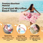 Personalised Birth Flower Fairy Quick Dry Oversized Beach Towel with Name Beach Party Summer Holiday Gift for Kids Women