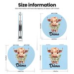 Personalised Birth Flower Highland Cow Compact Heart Round Square Makeup Mirror with Name Birthday Anniversary Gift for Women