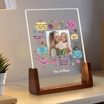 Gepersonaliseerd foto acryl LED nachtlampje met naam en houten basis Home Decor Verjaardag Verjaardag Thanksgiving Gift voor Moeder Oma