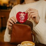 Personalised Birth Flower Highland Cow Compact Heart Round Square Makeup Mirror with Name Birthday Anniversary Gift for Women