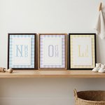 Personliga minimalistiska rutiga monogram Canvas-tryck väggkonst barnkammare dekor skepp från USA husvärmningsdopgåva för nya föräldrar