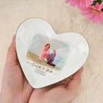 Personalisierte Schmuckschale aus Keramik | Aquarell-Foto mit Namen und Datum | Verlobung Hochzeit Jahrestag Geschenk für Paare frisch Vermählte