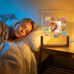 Gepersonaliseerd foto acryl LED nachtlampje met naam en houten basis Home Decor Verjaardag Verjaardag Thanksgiving Gift voor Moeder Oma