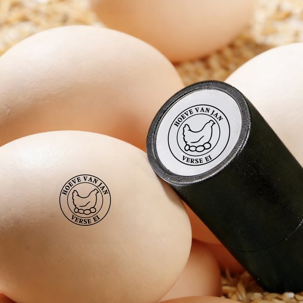 Gepersonaliseerde Eierstempel met Kippensilhouet en Naam met Voedselveilige Inkt en Doos Verjaardagscadeau voor Familie Boeren en Fokkers