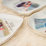 Personalisierte Schmuckschale aus Keramik | Aquarell-Foto mit Namen und Datum | Verlobung Hochzeit Jahrestag Geschenk für Paare frisch Vermählte