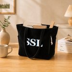 Personalized Retro Double-Color Shadow Monogram Large Capacity Corduroy Tote Bag Travel Essential Birthday Gift for Friends Office Workers